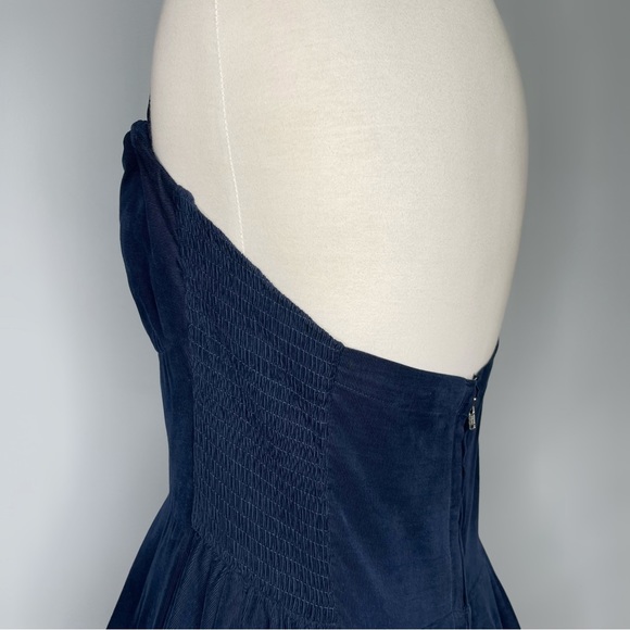 Anthropologie Girls from Savoy Ronda Halter Dress Midi Navy Blue Corduroy Size 8 - Picture 10 of 13